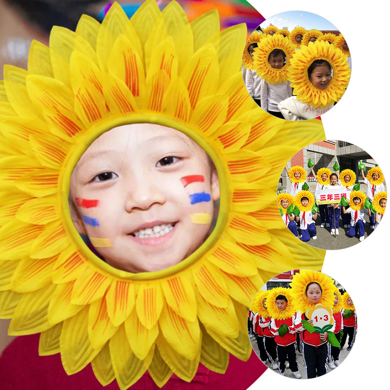 عباد الشمس القبعات قبعة زي الاطفال متعة الأداء الدعائم ملحق الأصفر هالوين