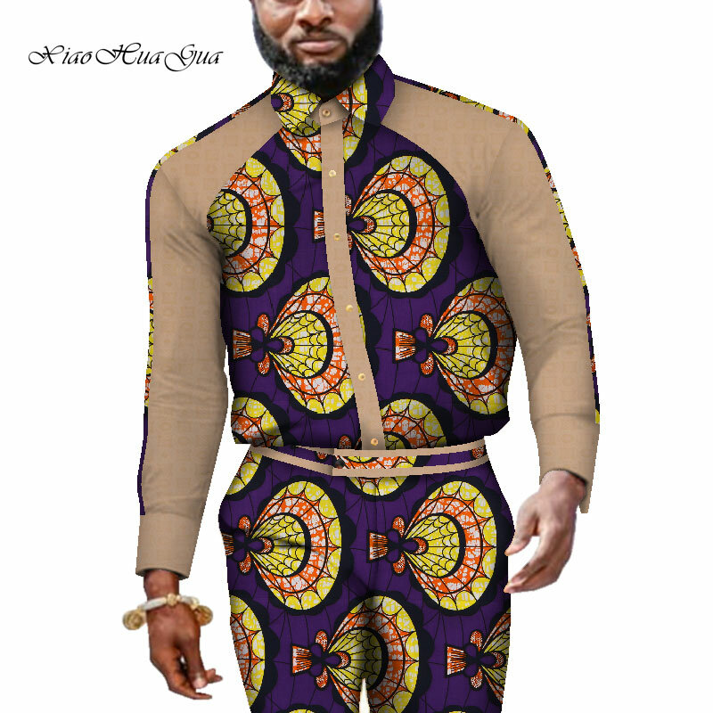 التقليدية الأفريقية طباعة Dashiki للرجال رداء علوي غير رسمي تي شيرت و بنطلون مجموعة بناطيل رجالي حجم كبير الملابس الأفريقية الرجال مجموعة WYN731