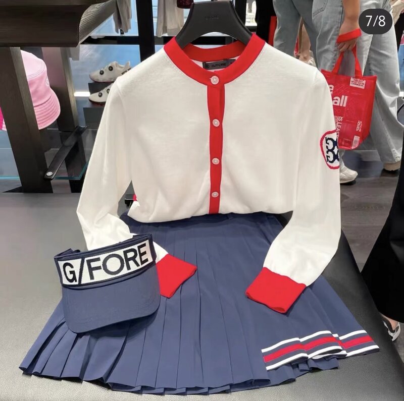 جديد G4 الكورية الأصلي واحد جولف ملابس السيدات تنورة قصيرة الصيف عالية الخصر رقيقة غير النظامية مطوي كولوتس #2