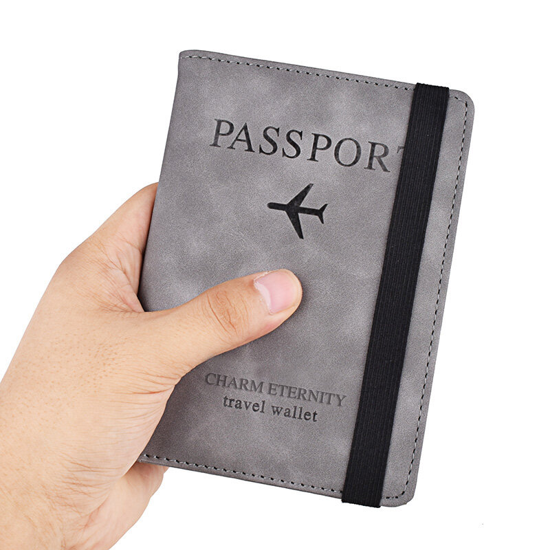 تتفاعل خمر جواز سفر الأعمال يغطي حامل متعدد الوظائف ID البنك بطاقة محفظة من جلد PU إكسسوارات السفر للنساء/الرجال