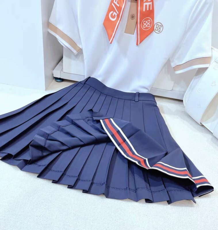جديد G4 الكورية الأصلي واحد جولف ملابس السيدات تنورة قصيرة الصيف عالية الخصر رقيقة غير النظامية مطوي كولوتس #3