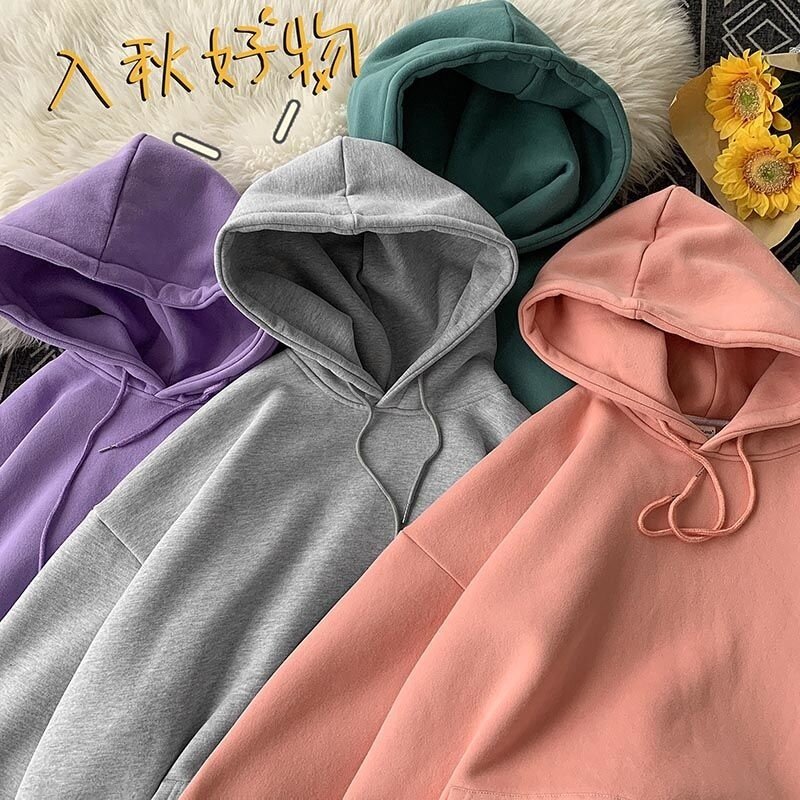DIMI Preppy Style Hooded Sweatshirts Fashion Female Tops Solid 12 Colors Women's Hoodies Oversized Fashion Korean Clothing