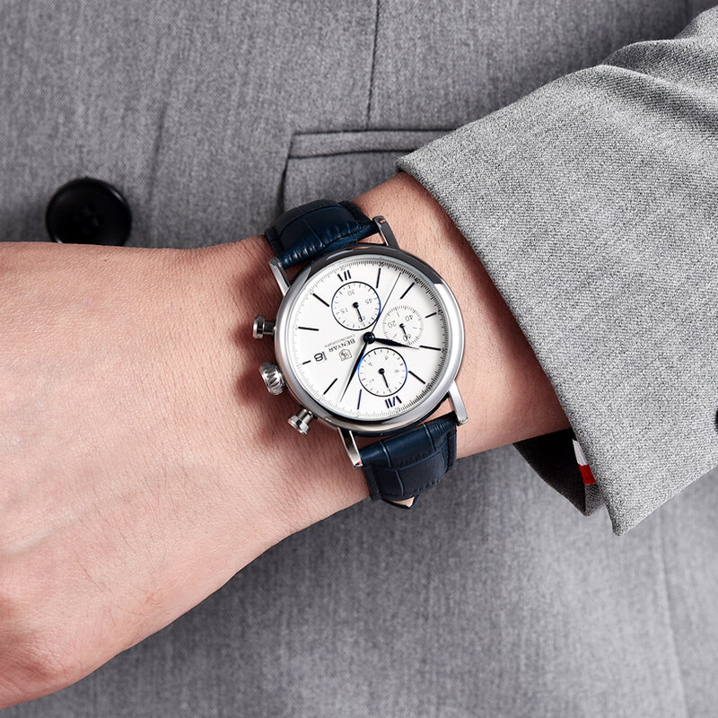 2022 BENYAR Sport Men Watch Quartz Wristwatch 41MM Pilot 5Bar Waterproof Clock Luxury Chronograph reloj hombre BY5196 New #2