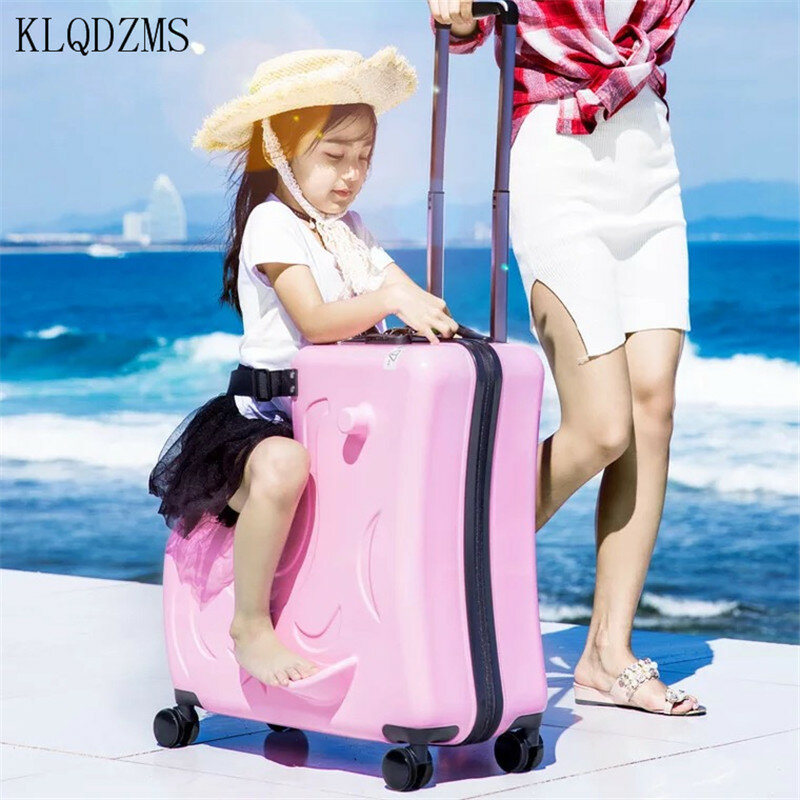 KLQDZMS حقيبة تروللي بعجلات للأطفال عجلة عالمية 20 بوصة يمكن تركيبها حقيبة 24 بوصة الرجال والنساء دفع سحب الأمتعة المد