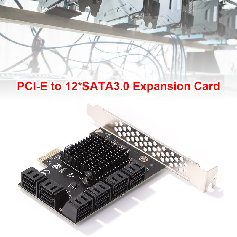 محول وحدة تحكم PCIE 12 منفذ PCI-Express X1 إلى SATA 3.0 بطاقة توسيع وحدة التحكم 6Gbps خوادم عالية السرعة لنظام التشغيل Windows