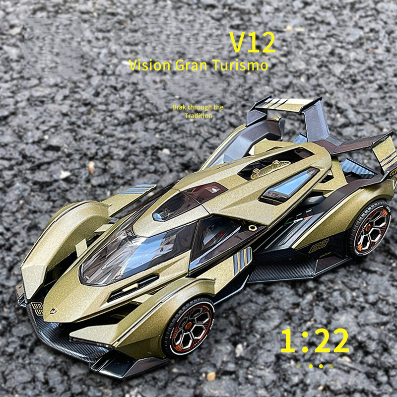 جديد 1:22 محاكاة لامبورجينيس V12 Gt سبيكة الرياضة نموذج سيارة الديكور الصوت والضوء سيارة الأطفال المعادن لعبة سيارة جمع