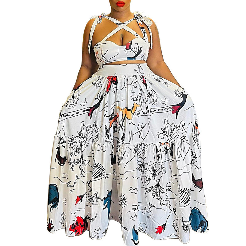 African Print Dresses 2022 Summer Sexy African Women Sleeveless Polyester Long Dress  African Dresses for Women