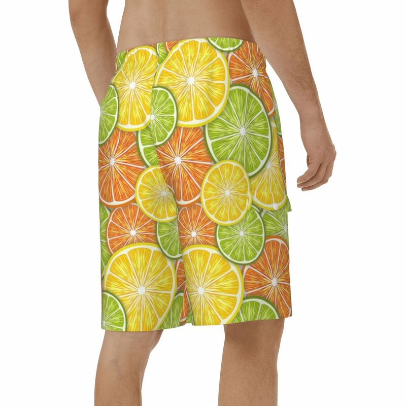 Orange Citrus Slices Pattern Beach Shorts Men Summer Casual Swimsuits Board Shorts Breathable Running Surf Male Short Pants #4
