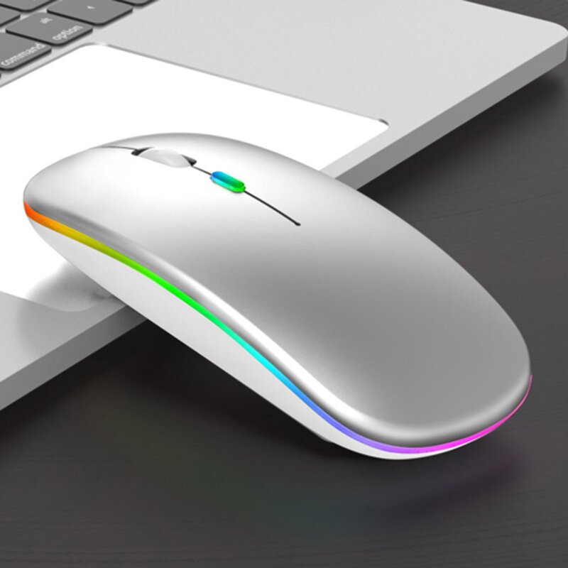 ماوس لاسلكي متوافق مع بلوتوث RGB قابلة للشحن ماوس كمبيوتر لاسلكي صامت Mause LED الخلفية مريح الألعاب ماوس الكمبيوتر