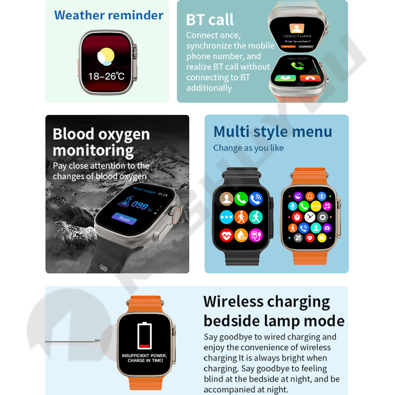 ساعة ذكية 8 الترا جديد في ساعة ذكية 8 الترا الرجال النساء SmartWatch بلوتوث دعوة NFC ساعة 8 رسوم لاسلكية PK IWO13 DT8 ماكس