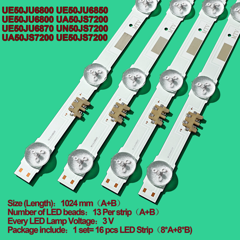 16 PCS LED backlight strip for Samsung UE50JU6800 UE50JU6850 UE50JU6800K UA50JS7200 UE50JU6870 UN50JS7200 UA50JS7200 UE50JS7200