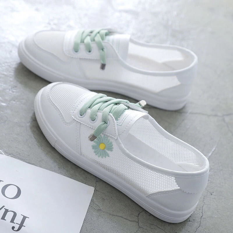 2022 Summer New Small White Shoes Women's Shoes Flat Bottomed Versatile Mesh Breathable Small Daisy Board Shoes Tidal Shoes #5