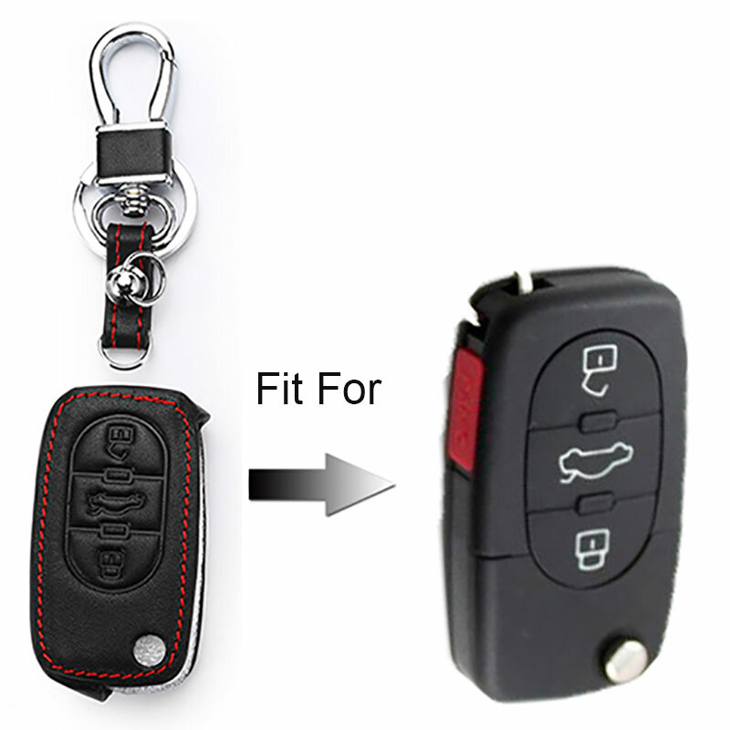 حافظة مفاتيح من الجلد لأودي A1 A4 B6 A6 C5 Tt 8N غطاء مفتاح سيارة سيليكون 3 زر مفتاح حامل المفاتيح اكسسوارات حماية