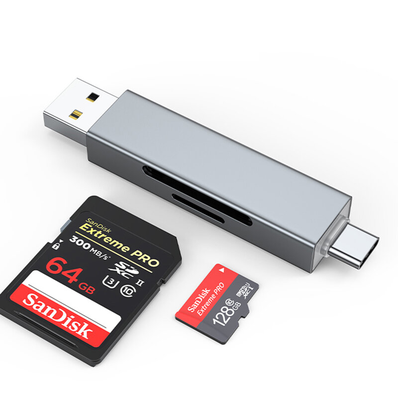 2in1 USB/Type-C قارئ بطاقة USB 2.0 SD/مايكرو SD TF OTG محول بطاقة الذاكرة الذكية لأجهزة الكمبيوتر المحمول USB2.0 SD قارئ بطاقة
