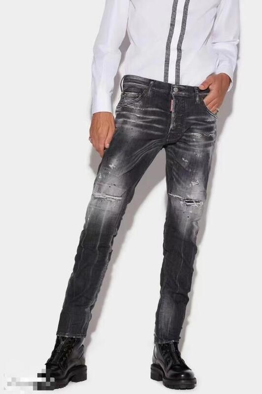 حقيقي Dsquared2-سراويل جينز سوداء ممزق موضة ، مصمم الموصى بها ، Dsq085
