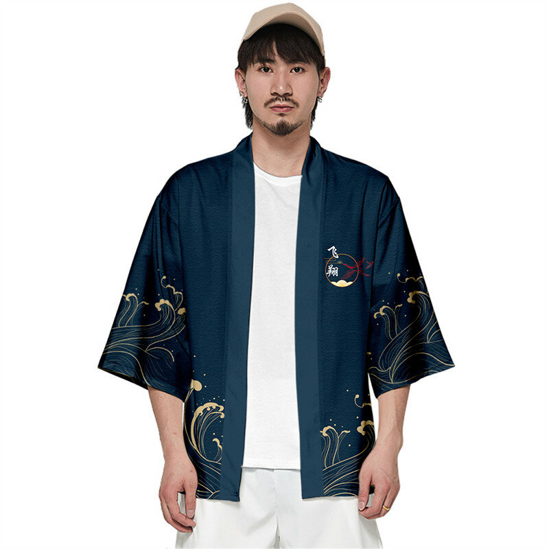 بدلة من قطعتين سترة ياباني فضفاضة كبيرة الحجم ملابس يوكاتا للنساء والرجال ملابس هاراجوكو للالعاب النارية كيمونو + سراويل
