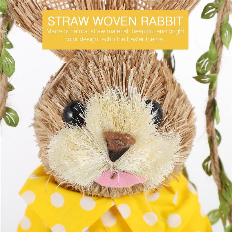 عيد الفصح القش المنسوجة الأرنب سوينغ الأرنب الأثاث قلادة معلقة ديكور المنزل
