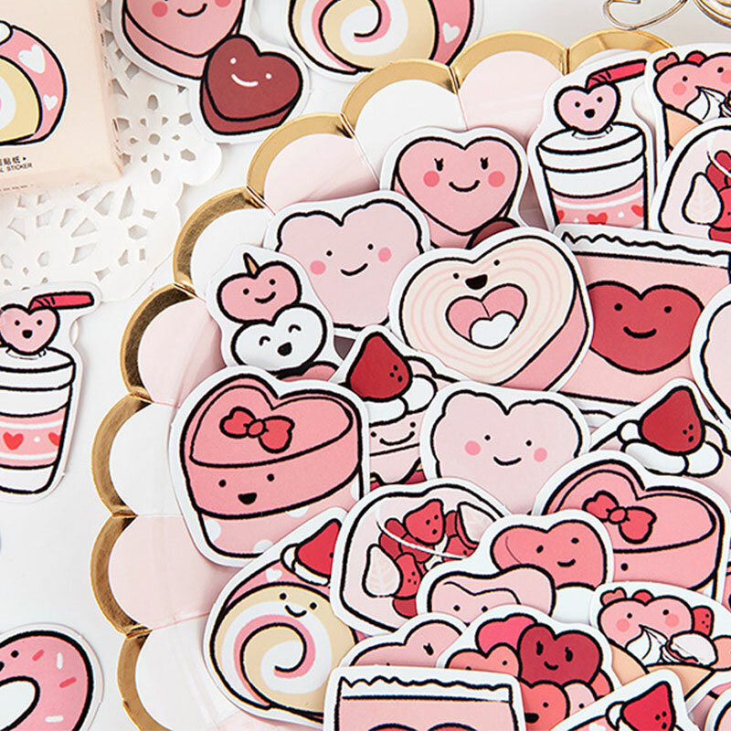 45 قطعة ملصقات صندوق سلسلة الغذاء الحلو الإبداعية لطيف الكرتون الحلوى ملصقا تقشر
