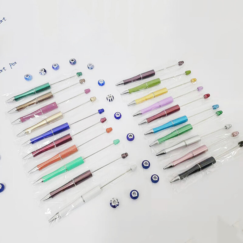 40 قطعة أقلام بلاستيكية الخرز لتقوم بها بنفسك هدية لون عشوائي لتقوم بها بنفسك القلم القرطاسية لتقوم بها بنفسك Beadable القلم لتقوم بها بنفسك