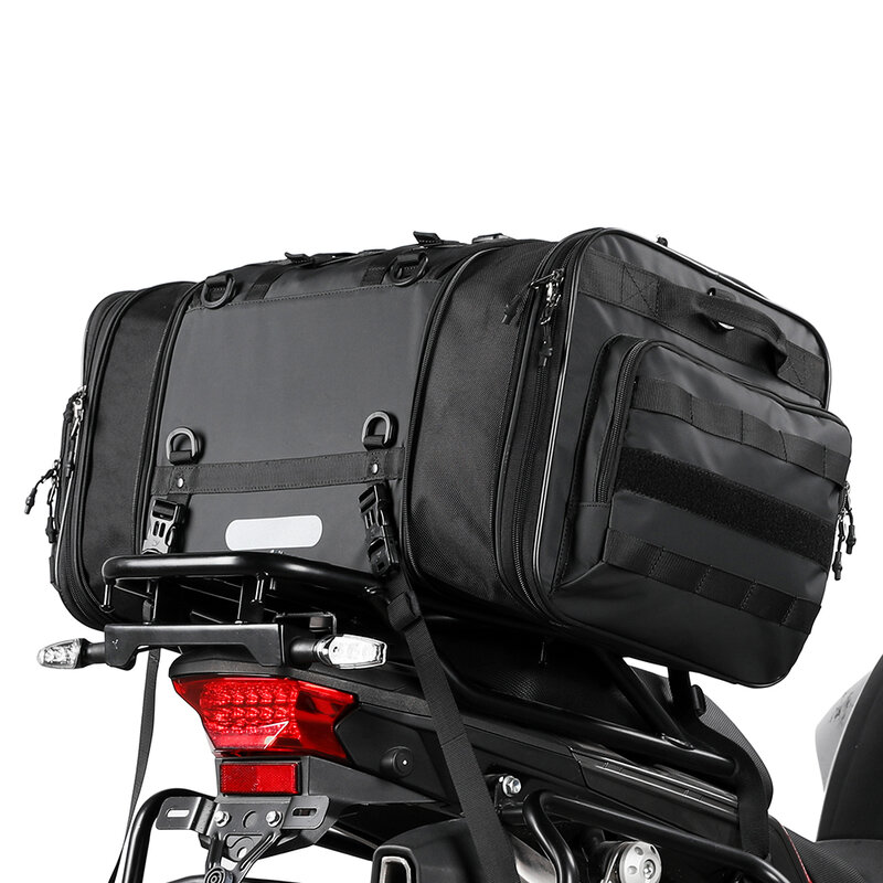 الكركدن دراجة نارية حقيبة مقعد خلفي سعة كبيرة 40-60L دراجة نارية الأمتعة حقيبة صندوق توسيع المحرك الخلفي الذيل حقيبة