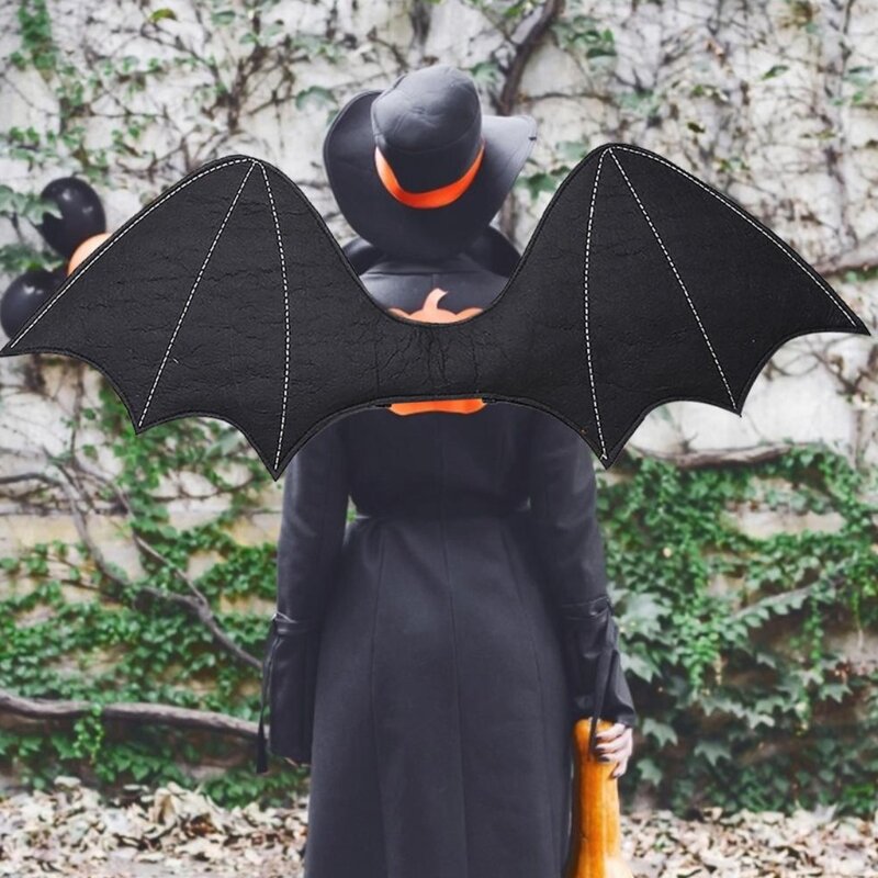 الكبار الأطفال أجنحة الخفافيش المخيفة هالوين تأثيري ملابس تنكرية للحفلات أداء مسرحي صورة تنكر الدعائم الإمدادات #2