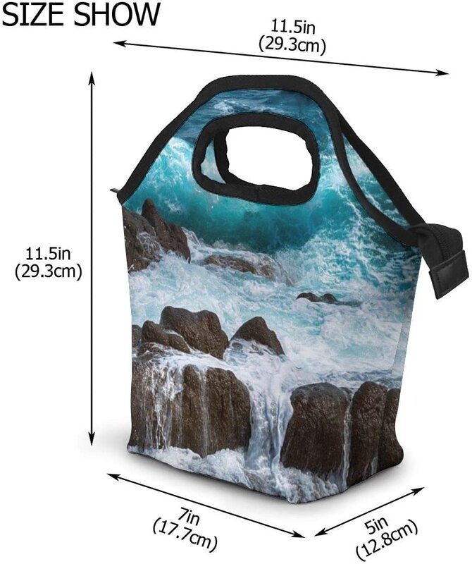 المحيط حقيبة حفظ الطعام نزهة مدرسة حمل ، قابلة لإعادة الاستخدام مبرد معزول الجليد Lunchbox حمل حقيبة يد للرجال النساء السيدات الأطفال