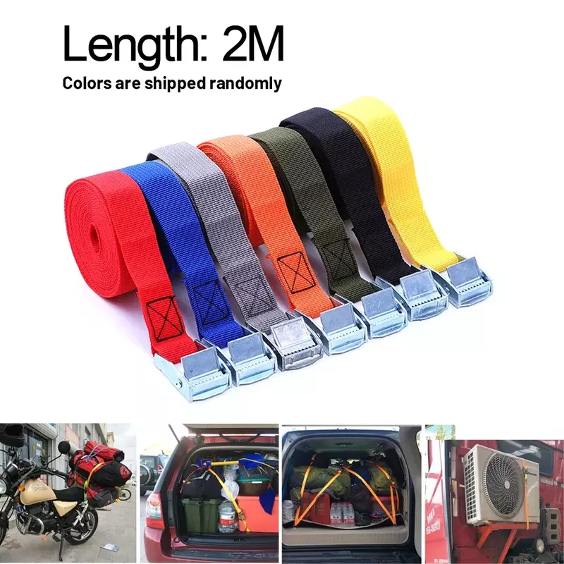 2M Buckle Tie-Down Belt Cargo Straps For Car Motorcycle Bike Belt  Trailer Management, Bungees High-density Weaving Durable