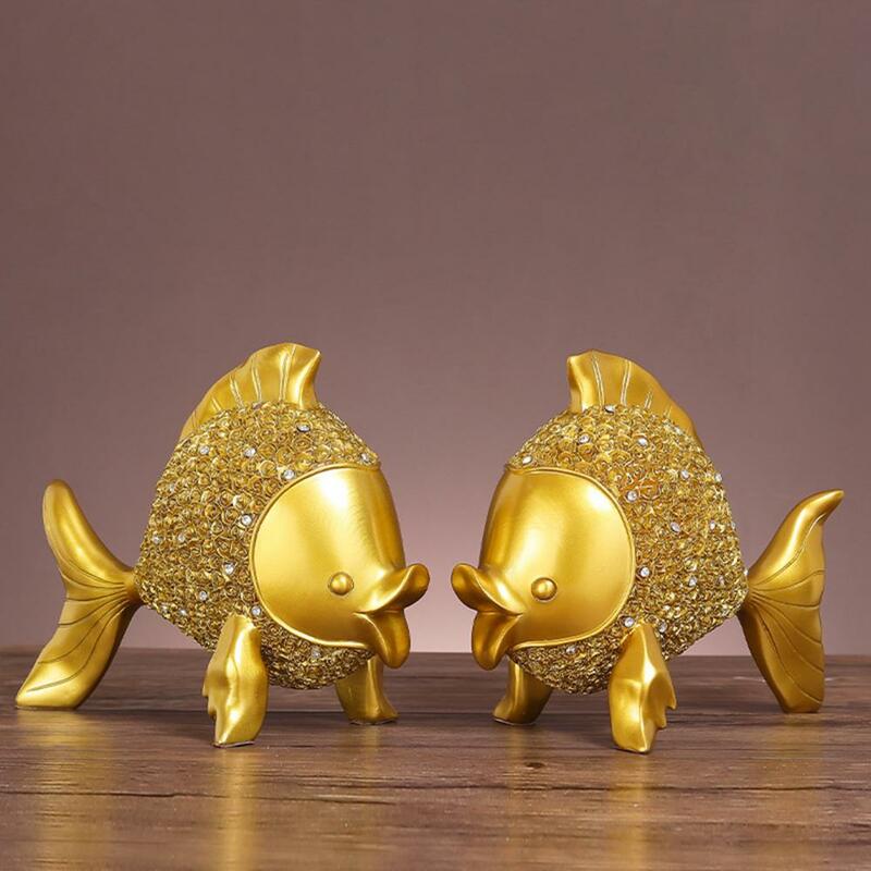 ذهبية زخرفة صنعة بديعة واسعة تطبيق الراتنج الإبداعية الجدول الأسماك تمثال اللوازم المنزلية الخزف التماثيل #3
