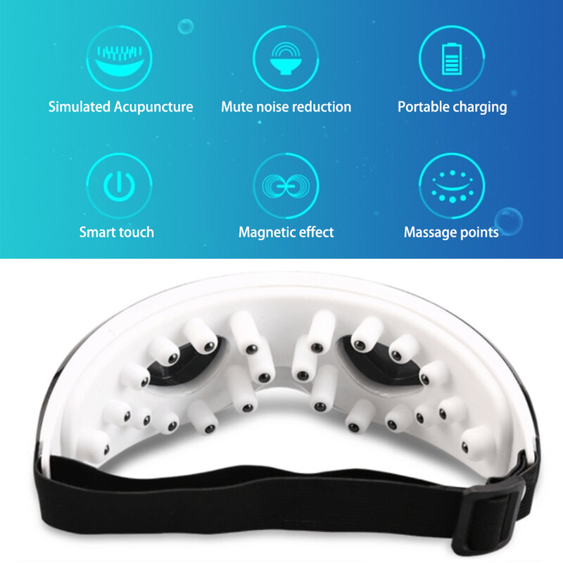 Electric USB Charge Massager Cordless Kneading Eye Massage Acupuncture Points Eye Fatigue Relief Massage Glasses Eye Strain
