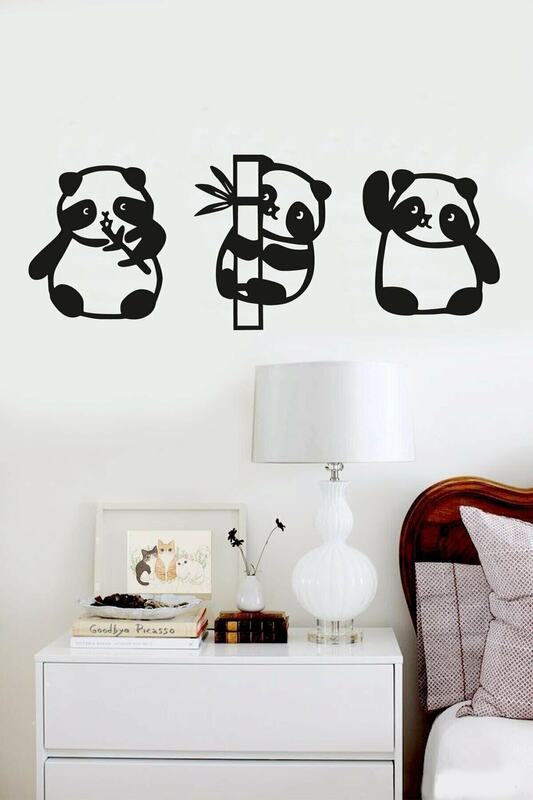 الباندا 3 قطعة جدار ديكور