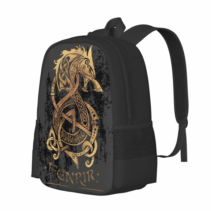 Gold Fenrir Wolf Backpack for Girls Boys Travel RucksackBackpacks for Teenage school bag