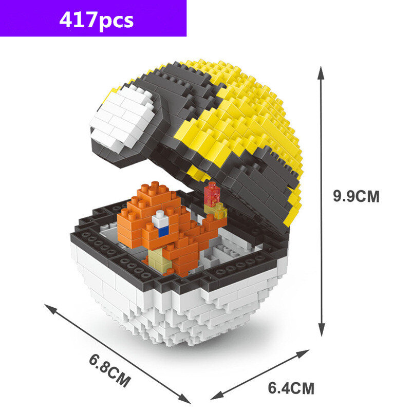 397/440 قطعة كرة البوكيمون اللبنات الجسيمات الصغيرة بناء تجميعها بوكيمون بيكاتشو الكرتون الرسوم المتحركة ألعاب تعليمية