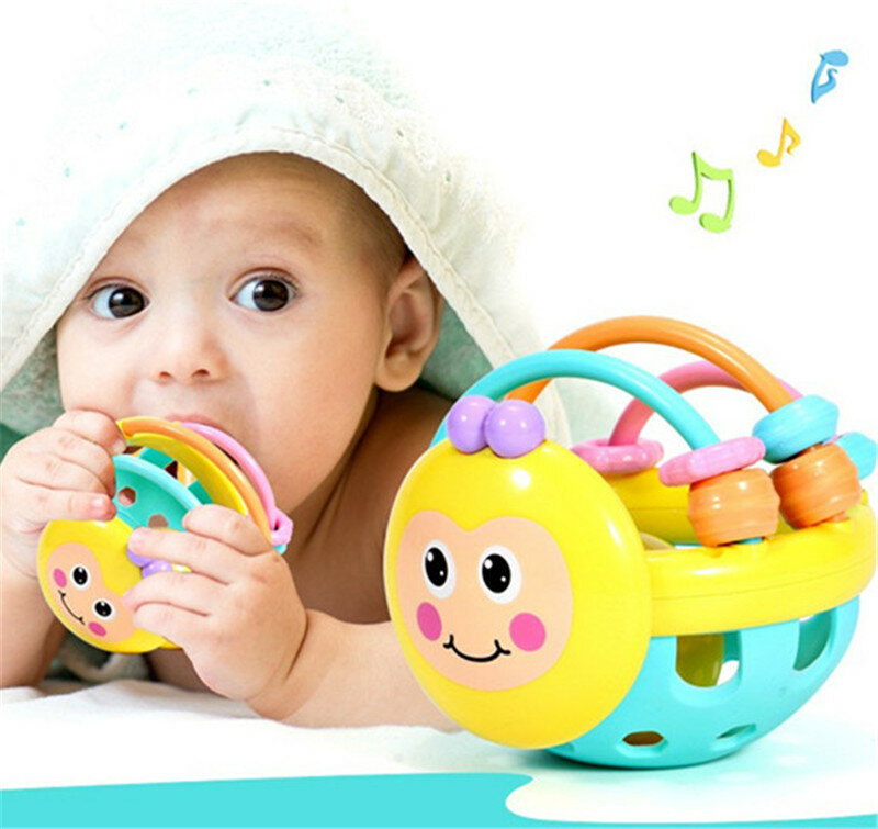 Baby Soft Rubber Rattle Children Early Childhood Biting Bell Toy Bee Hand Bell Rattle Dumbbell Baby Toy toddler boy toys 2022