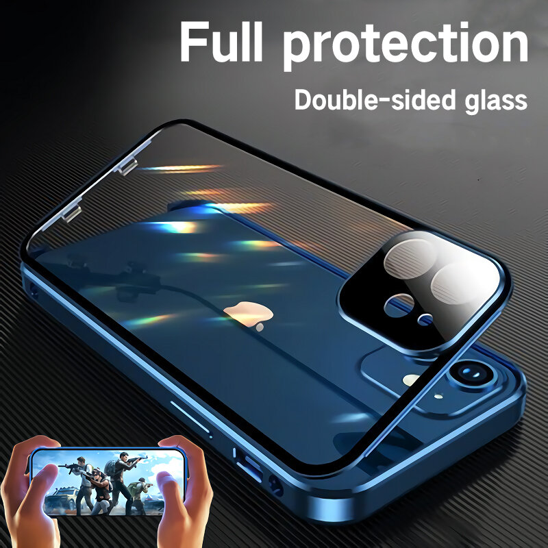 ZZMA الموضة المغناطيسي الامتزاز الزجاج قضية الهاتف آيفون 13 12 11 برو ماكس XS XR Mini جديد 360 درجة كامل حماية حالات غطاء