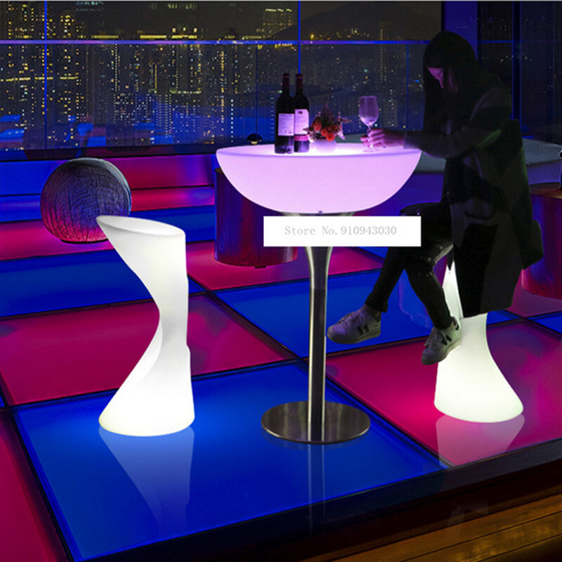 Led طاولة بار مضيئة بسيطة مستديرة عالية القدم الإبداعية كوكتيل طاولة بار ليلة نادي مقهى الأثاث الإضاءة الإبداعية