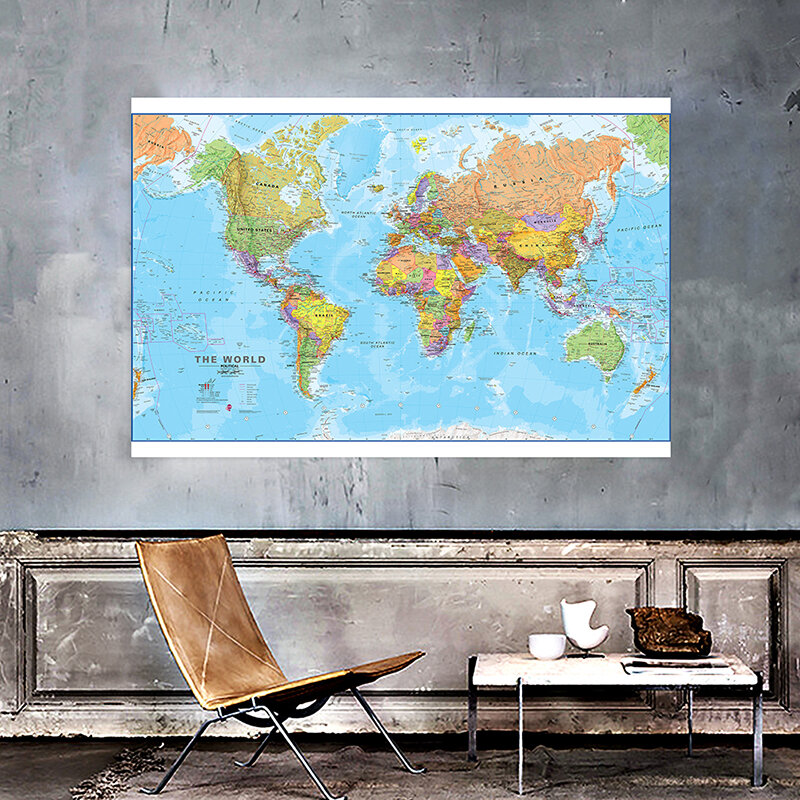 225*150 سنتيمتر خريطة العالم كبير الجدار ملصق فني غير المنسوجة قماش اللوحة غرفة المعيشة ديكور المنزل الاطفال اللوازم المدرسية