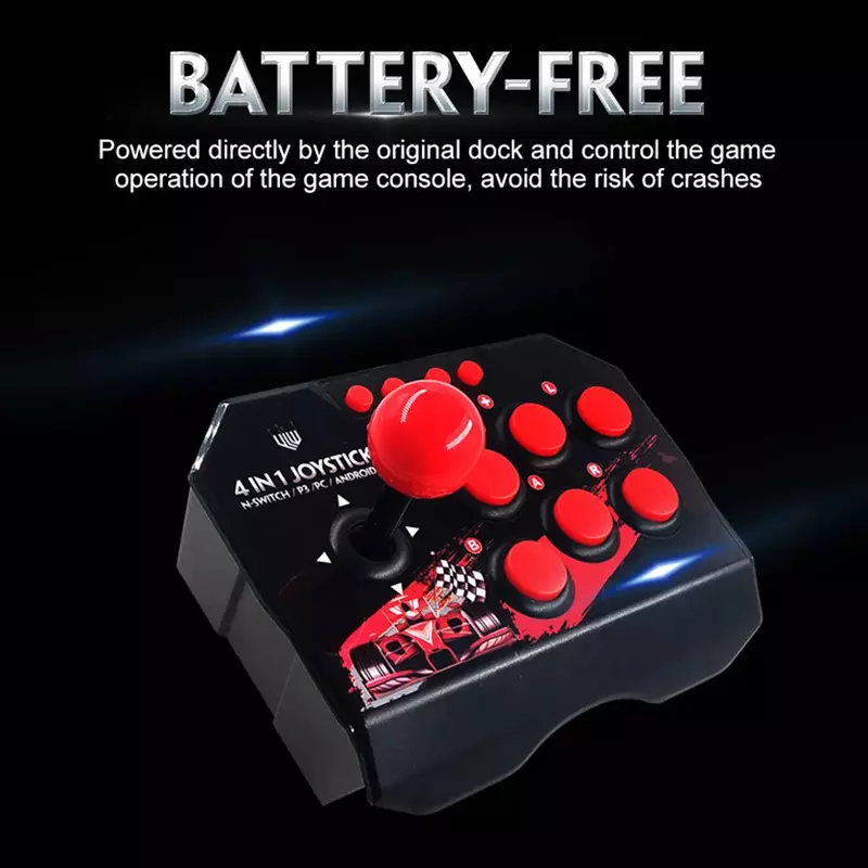 4-in-1 USB Wired Game Joystick Retro Arcade Station TURBO Games Console Rocker Fighting Controller for PS3/Switch/PC/Android TV