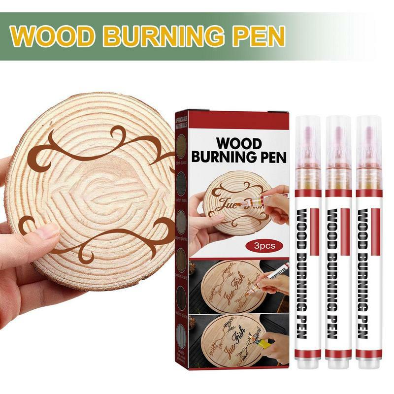 الخشب حرق مشعل على شكل قلم لصق مجموعة 3 قطعة علامات القلم سكورتش DIY بها بنفسك الخشب اللوحة مناسبة للفنانين والمبتدئين