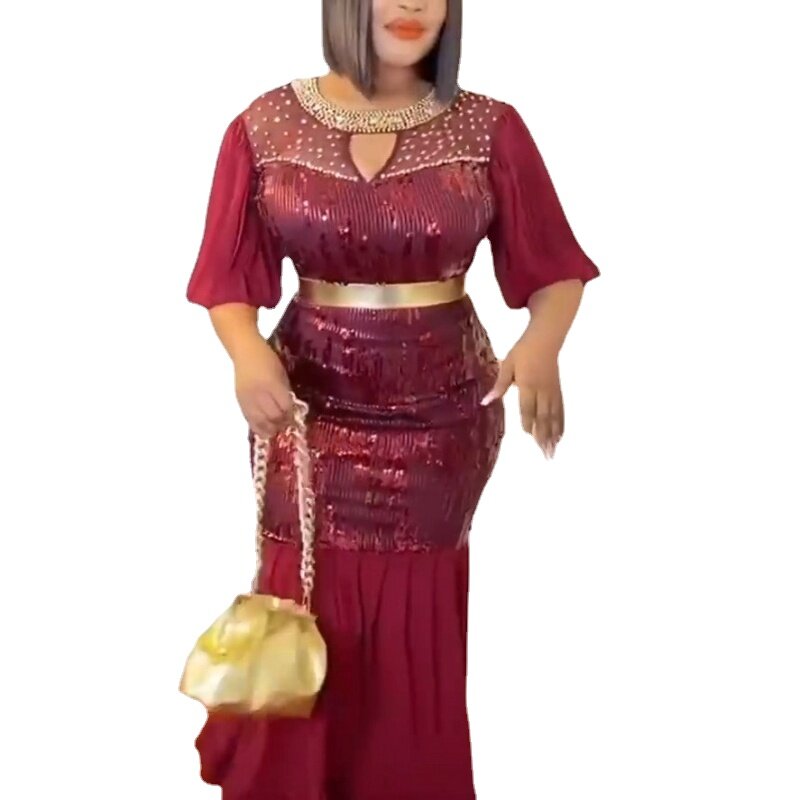 فساتين أفريقية للنساء أنيقة حفلة ترتر فاخر حورية البحر ثوب تركيا النيجيري الزفاف مناسبة عيد ميلاد طويلة Robes #2
