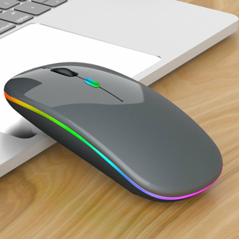 ماوس USB لاسلكية قابلة للشحن RGB ماوس صامت فأرة مريحة مع الخلفية لأجهزة الكمبيوتر المحمول آي باد
