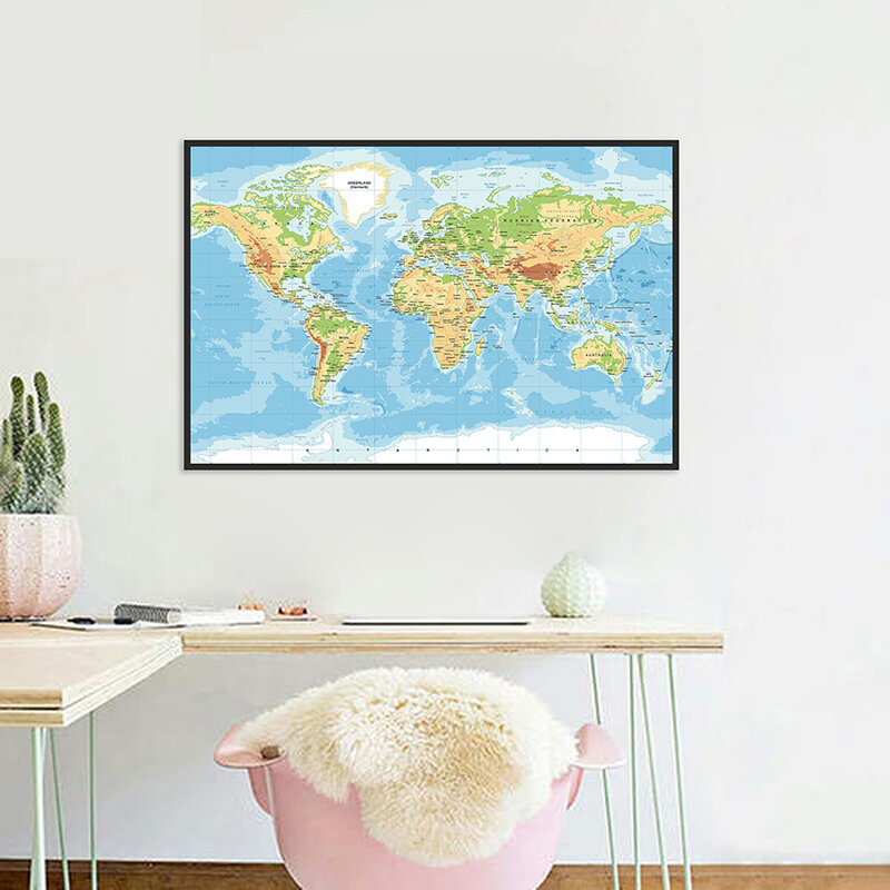 84x59cm Map Theme Background Cloth Prints for School Office Home Supplies and Classic Edition World Map of The World Posters #6