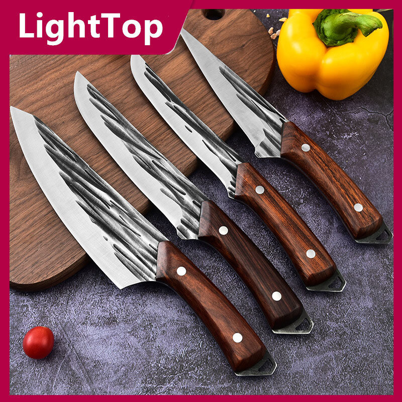 المهنية مزورة سكين نزع العظم مجموعة اليدوية سكين الطاهي سكين المطبخ ذبح سكين مقبض خشبي سكين أدوات الطبخ