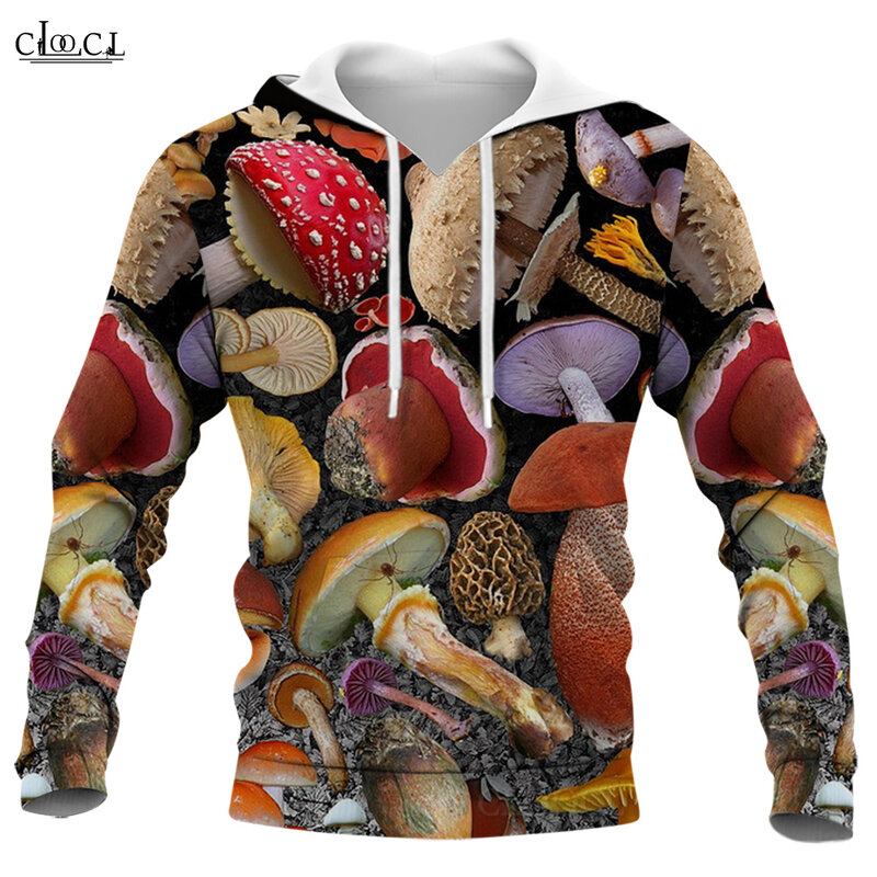CLOOCL Men Hoodie Fashion Colorful Mushrooms 3D Graphics Male Hoodie Unisex Hooded Sweatshirt Streetwear Jacket Tracksuits