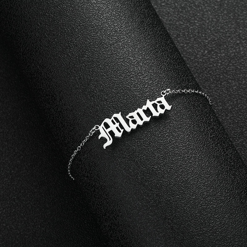 Chered Customized Jewelry Old English Name Men Nameplate Women Stainless Steel Bracelet Personalized Bracelet For Christmas Gift