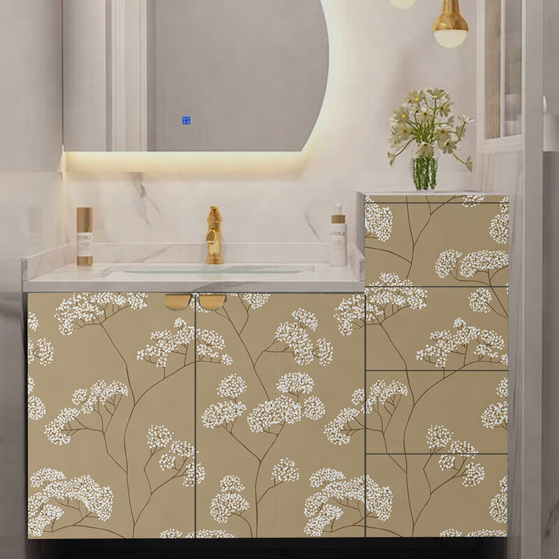 Custom Self Adhesive Floral PVC Watercolor Flower Wallpaper Living Room Kitchen Bathroom Wardrobe Furnitur Removable Sticker