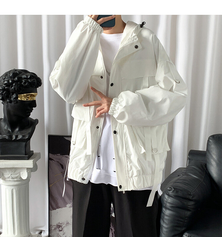 New Streetwear Spring Man Baseball Jacket Mens Harajuku Black Windbreaker Jackets 2022 Male Pockets Oversize Jacket