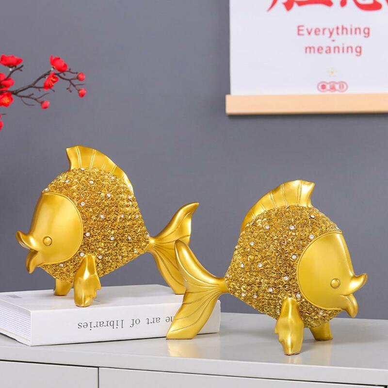 ذهبية زخرفة صنعة بديعة واسعة تطبيق الراتنج الإبداعية الجدول الأسماك تمثال اللوازم المنزلية الخزف التماثيل