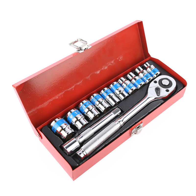 12pcs Socket Wrench Set Drive Ratchet Wrench Spanner For Bicycle Motorcycle Car Repairing Common Sockets Home Repair Combination