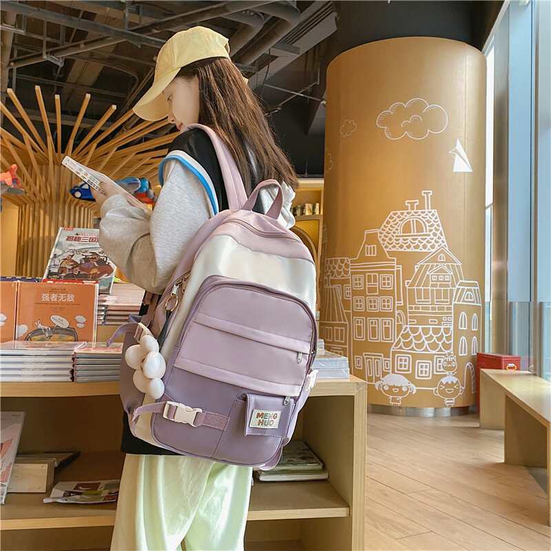 Female Candy Color Waterproof Backpack Women New Fashion Panelled Casual School Backpack Women Travel Student SchoolBag Mochila #2