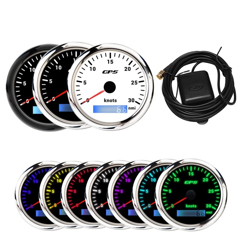 85Mm GPS Marine Speedometer Nautical Miles With 7-Color Backlight GPS Odometer For Marine Yacht Car Boats #1